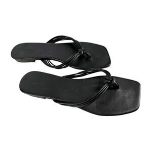 MARA & MINE LOLA WOMEN'S BLACK LEATHER THONG FLAT SANDALS - SIZE 9